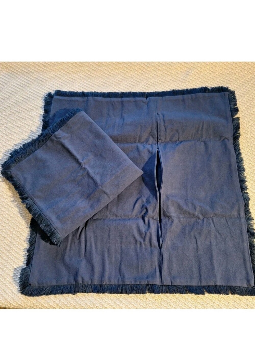 Set Of 2 Fringed Navy Throw Pillow Cover - Soft Decorative Accent